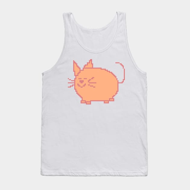 Pixelart Cat Peach Fuzz Pantone Color of the Year 2024 Tank Top by ellenhenryart